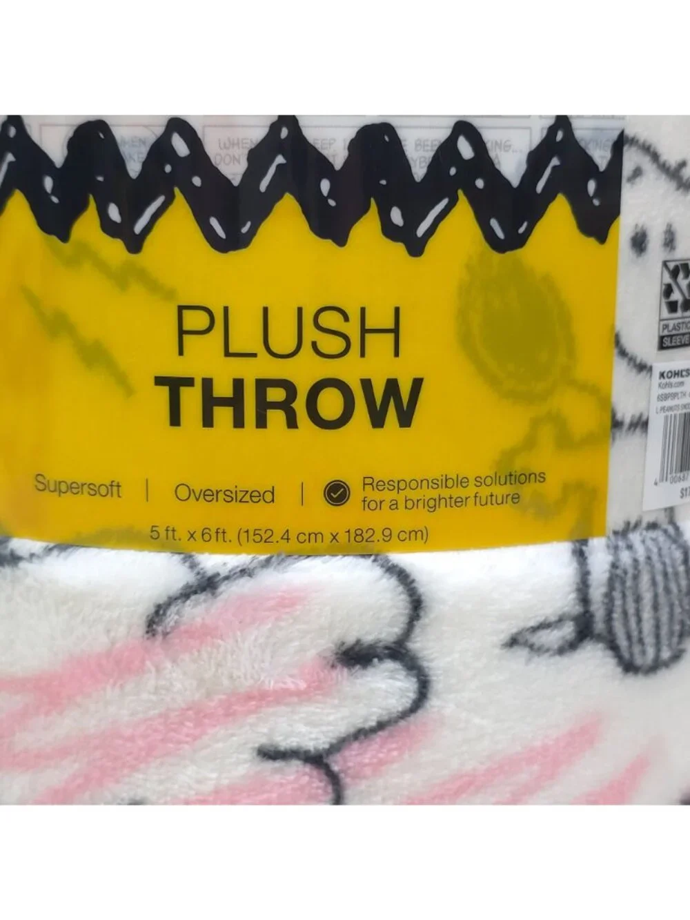 Peanuts Snoopy Oversized Plush Throw Blanket 5 Ft X 6 Ft Cartoon by The Big One
